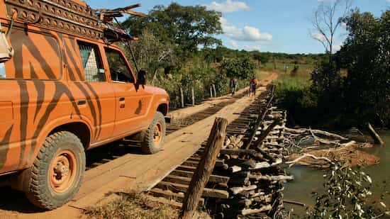 Toyo auf Holzbrücke - Mosambik