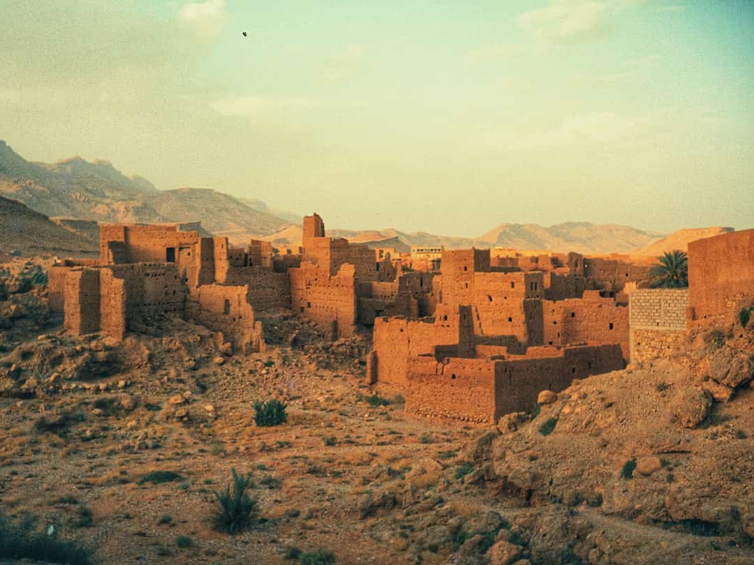 Ein befestigtes Dorf, genannt Ksar in Marokko