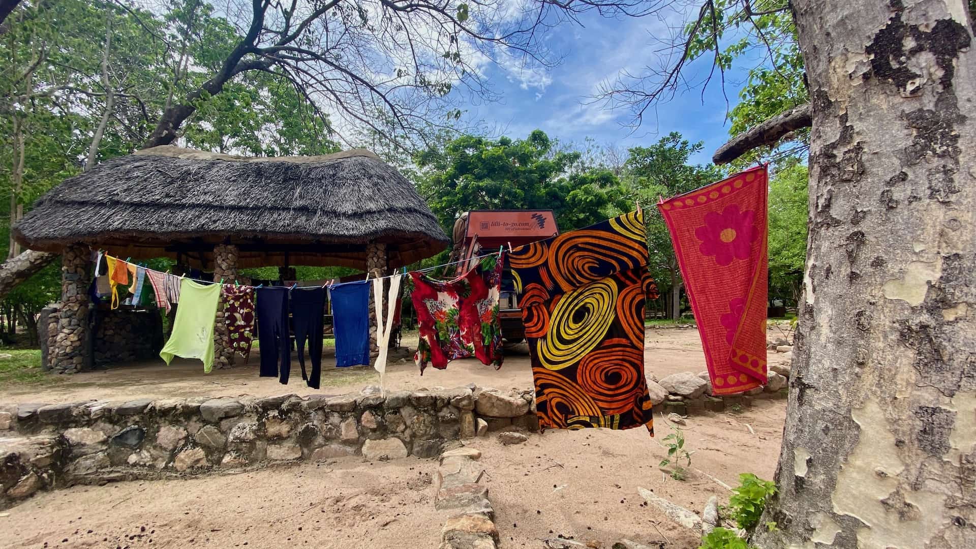 Malawi - meine Wäscheleine auf der Kings Highway Campsite